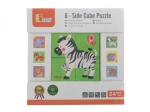 VIGA dřevěné kostky Zoo – 6 obrázků, 4 díly