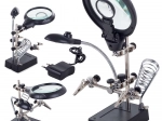 Třetí ruka s lupou 2,5× 90 mm a LED osvětlením pro pájení