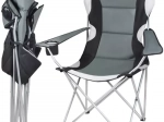 skládací rybářská židle černo‑šedá s držákem na nápoj