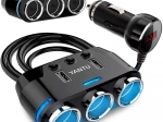 Rozdělovač do auta se 3 zásuvkami zapalovače a 2 USB, voltmetr