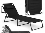 Zahradní lehátko skládací s polštářem, černé, MultiGarden