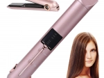 Bezdrátová keramická žehlička na vlasy s lcd displejem 2v1 a powerbankou