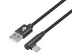 USB na USB-C kabel 1,5m s pravým úhlem, černý pletený