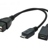 usb otg adaptér micro‑usb na usb 2.0 s přídavným napájením 15 cm