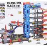 Velká patrová garáž s autíčky a heliportem