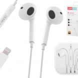 Bílé drátové sluchátka do uší s Lightning konektorem