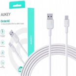 Aukey USB‑C na USB‑A kabel 1 m 60 W PD s nylonovým opletem bílý
