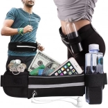 Běžecká ledvinka s držákem na láhev, reflexním páskem a průchodem na sluchátka – černá