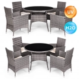 Zahradní nábytek z polyratanu – 4 židle + kulatý stůl MultiGarden