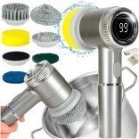 Elektrický čisticí kartáč 5v1 s LED displejem do koupelny, spár a podlah