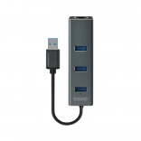 Savio hub USB-A 3.1 Gen 1 se 3 porty a adaptérem RJ‑45 gigabit ethernet