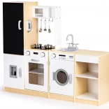 dřevěná dětská kuchyňka XXL s tabulí a LED ECOTOYS