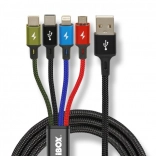 Univerzální nabíjecí kabel 4 v 1 s USB‑C, micro USB a Lightning, 1,2 m, iBOX