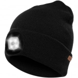 Zimní čepice s LED světlem USB - Černá Beanie