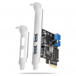 pcie řadič axagon s 2× usb-a a 2× interní usb 5 gbps, uasp, nízký profil, napájení sata