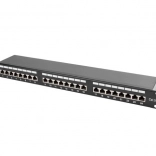 Patch panel 24 portů 1U kategorie 5E černý stíněný