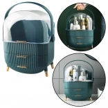 Organizer na kosmetiku s průhledným víkem a dvěma zásuvkami zelený