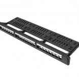 patch panel 24 portů 1U 19" černý s organizérem pro moduly keystone