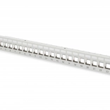 Panel krosový modulární 19" 24 portů pro moduly keystone, 1U, stíněný, s vedením kabelů a popisnými poli, šedý