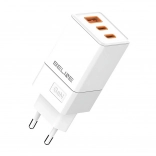 Síťová nabíječka 65 W GaN s 2× USB‑C a USB‑A, bílá