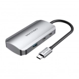 USB‑C dokovací stanice Vention s 3× USB 3.0 a PD 100 W, 0,15 m, šedá