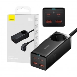 Baseus GaN3 Pro napájecí lišta a nabíječka 100 W, 2× USB‑C + 2× USB + AC (černá)