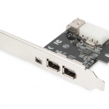 PCIe FireWire 800/400 řadič s low‑profile záslepkou, 2× externí + 1× interní