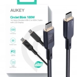 USB-C kabel Aukey s LED displejem a pleteným povrchem