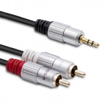 Audio kabel 2x RCA na 3,5mm mini jack, 3 m, černý