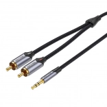 Audio kabel 2x RCA na 3,5 mm – Vention, 8 m, šedý