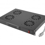 Horizontální ventilační panel 1U s LCD a termostatem pro 19" rack, 4 ventilátory, 230 V, černý