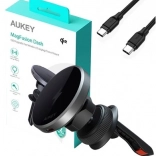 Magnetický držák do auta s bezdrátovým nabíjením 15 W AUKEY Qi2 (černý)
