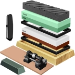 Vodní brousek na nože RUHHY – sada s více zrnitostmi a koženým páskem