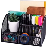 Stolní organizér s 6 přihrádkami a zásuvkou, černý