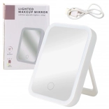 Podsvícené kosmetické zrcátko LED s dotykem, 3 režimy světla, náklon 90°, bílé