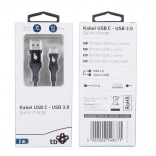 USB kabel USB 3.0 - USB-C 2m Premium 3A černý
