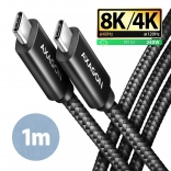 AXAGON USB‑C na USB‑C kabel USB4 40 Gb/s, PD 240 W, 8K, 1 m, hliník, opletený, černý