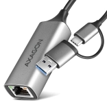 axagon ade-txca gigabit ethernet adaptér usb‑c/usb‑a 3.2 gen 1 s automatickou instalací