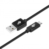 USB–micro USB kabel 1,5 m s černým textilním opletem