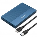 Hliníkový box pro 2.5" SSD/HDD SATA s USB 3.0, 5 Gb/s, 2 TB – modrý