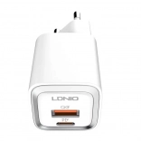 Rychlonabíječka LDNIO 20W s USB‑C a USB + kabel USB‑C – Lightning (MFi)