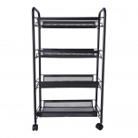 Koupelnový a kuchyňský regál se čtyřmi prostornými policemi - černý