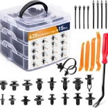 Sada automobilových úchytek v organizéru 16 velikostí PVC 620 ks