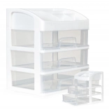 Organizér na kosmetiku s přihrádkami a šuplíky - bílá