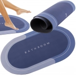 Rychleschnoucí protiskluzová koupelnová předložka BATHROOM, oválná, modré odstíny 58 × 38 cm
