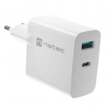 Nabíječka Natec Ribera GAN 1X USB-A + 1X USB-C 45W bílá