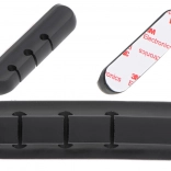 Samolepicí silikonový organizér kabelů, 3 sloty, černý