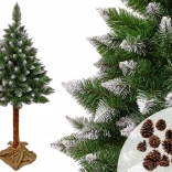 Umělý vánoční stromek borovice 3D na kmeni 180 cm se sněhovým efektem a třpytkami