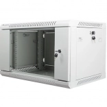 Skříňka Závěsná 19'' 6U 600x450 mm Šedá s Prosklenými Dveřmi