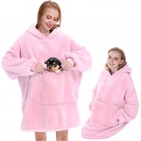 Zateplená oversize mikina–deka z tlustého fleecu, světle růžová